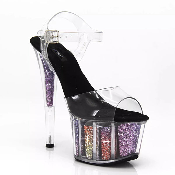 Model Fashion Shoes 17CM Thin Heel Sandals Gradient Sexy Ultra High Heels