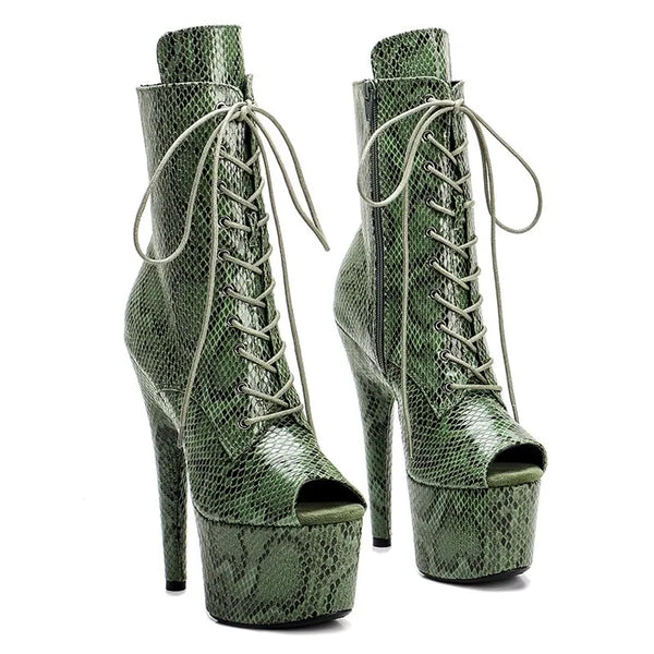 Botas modernas de tacón alto con plataforma para fiesta de 17 cm/7 pulgadas para mujer