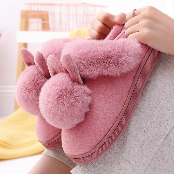 Pantuflas peludas para parejas, pantuflas de dormitorio antideslizantes con forro de felpa