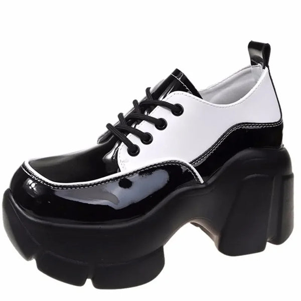 7cm Patent Leather Platform Wedge Women Shoes High Heels