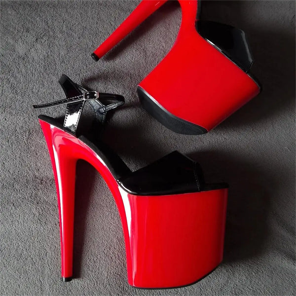 Tacones de aguja sexys de 20 cm, tacones de fiesta elegantes de 8 pulgadas, sandalias para presentaciones en el escenario
