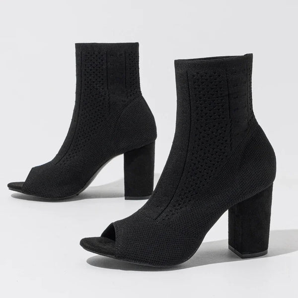New Design Peep Toe Cosy Stretch Fabric Women Ankle Boots Sandals