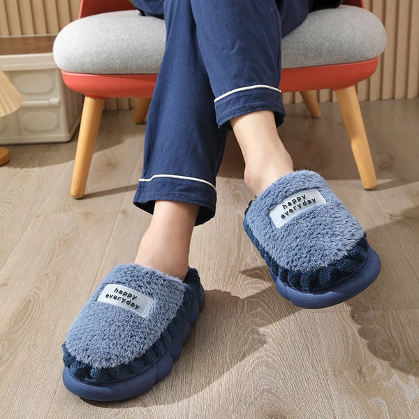 Zapatillas grandes para hombre, zapatos de casa de suela gruesa.