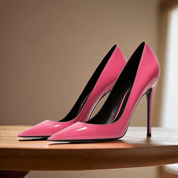 Lacquer leather high heels for women