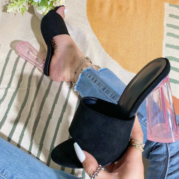 Summer Transparent Round Heel Women Slipper
