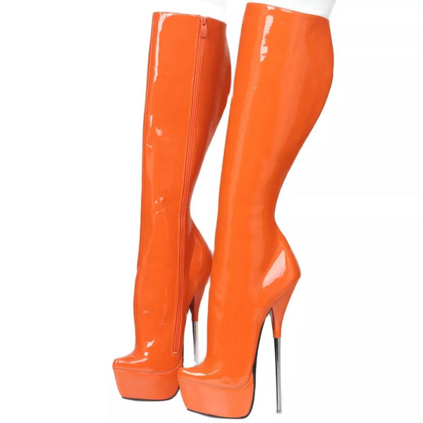 Knee-High Boots Super High Heel Stiletto Metal Thin Heels Platform Women