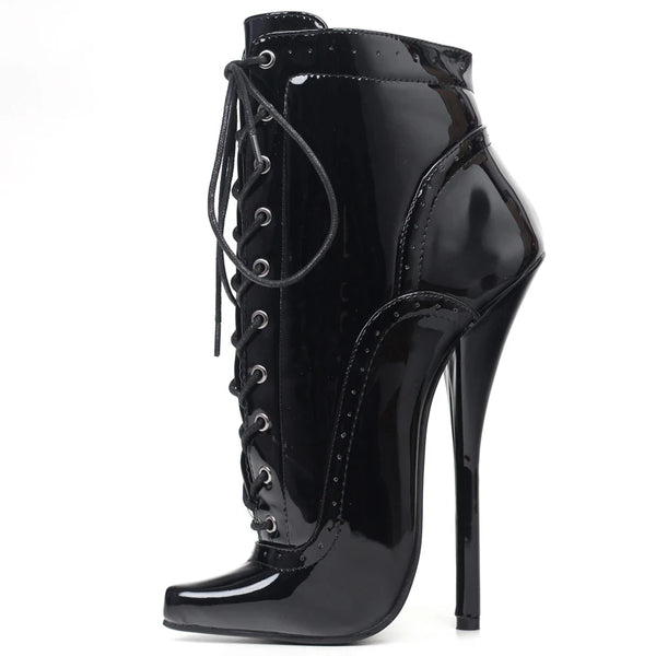 Fashion 18CM Extreme High Heel Pointed Toe Side YKK-Zip Women