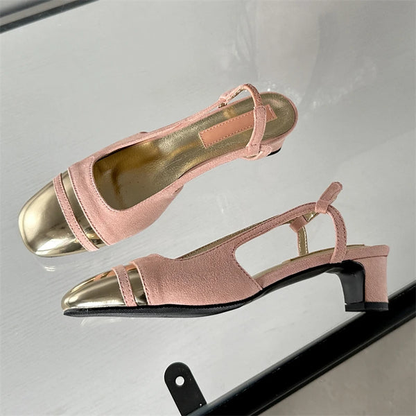 Spring Fashion Sexy Round Toe Women Pumps Square Heels