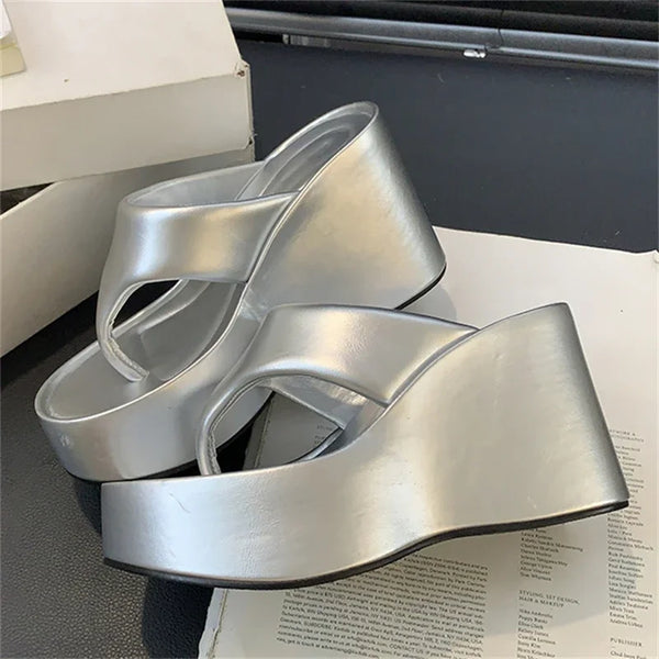 New Summer Clip Toe Platform Wedges Heels Woman