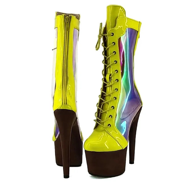 Botas modernas de tacón alto para fiesta con plataforma para mujer de 17 cm/7 pulgadas, zapatos de baile en barra