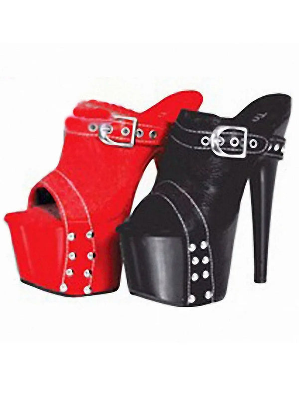 17CM Women's High Heeled Shoes Thick Platform Gothic Shallow Slippers Rivet Big Size
