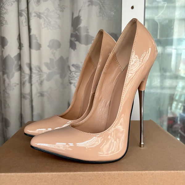 Newly 16cm Extreme High Heels Pole Dancing All Apricot Stilettos Pumps