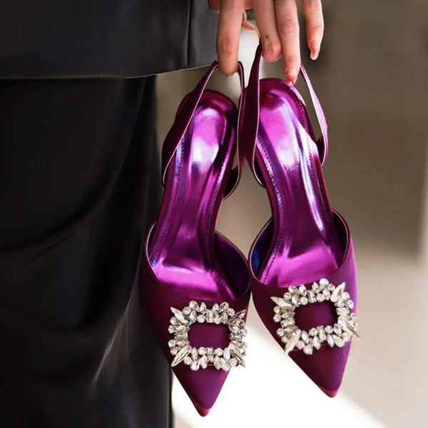 Autumn Design Silk Women Pumps Crystal Strange Style High Heels
