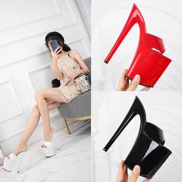 20CM/8inches PU Upper Fashion Sexy Exotic High Heel Platform Party Slippers