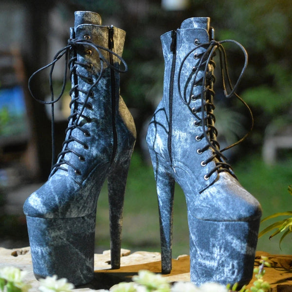 Gothic Fetish Ankle Boots 8 inch Extreme High Heel Women Pole Dance Boots
