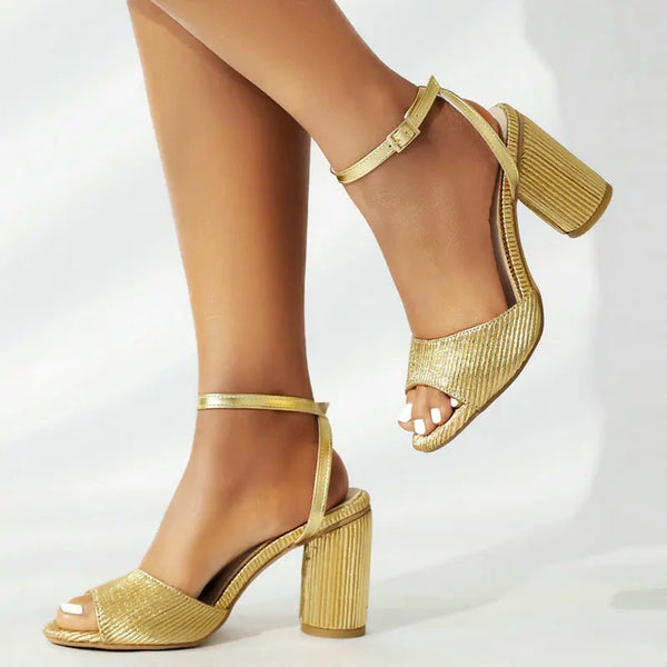 New Summer Women High Heel Shoes Open Toe Square High Heel Ladies Sandals