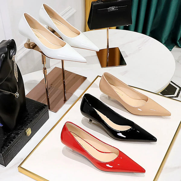 Patent Leather Mid Heel Women Shoes
