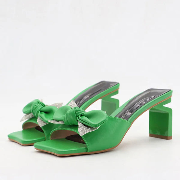 New Fashion Crystal Butterfly-Knot Women's Strange Heels Slippers Sandals
