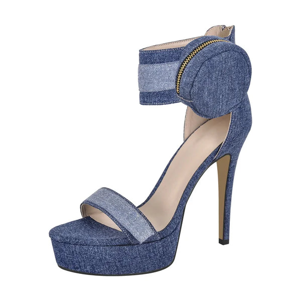Sandalias de plataforma para mujer, con punta abierta, redondas y tiras en el tobillo, hechas a mano en varios colores.