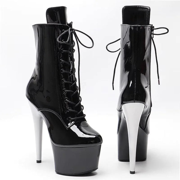 Botas modernas de tacón alto para fiesta con plataforma para mujer de 17 cm/7 pulgadas, zapatos de baile en barra