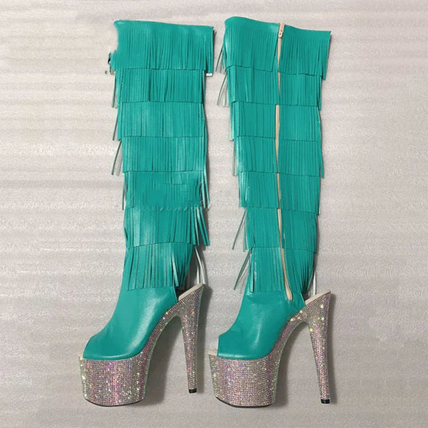 New Platform Boots Fringe Dress Party  Pole Dance Shoes