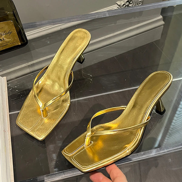 Summer  Low Thin Heels Flip Flops Women Slipper