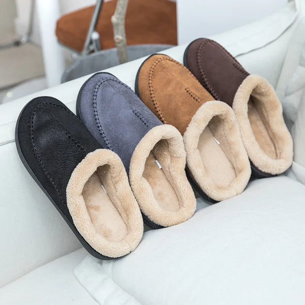 Pantuflas de piel cálidas de invierno