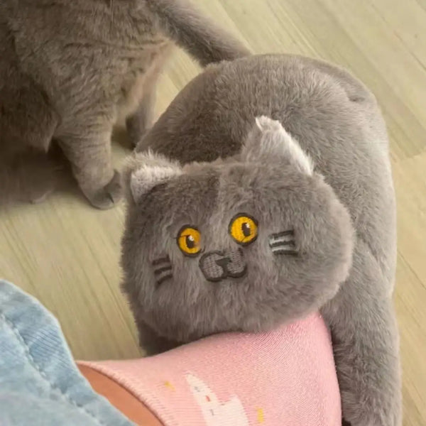 Lindas pantuflas de gato abrazables