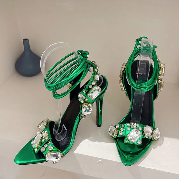 Sandalias sexis con tiras cruzadas en el tobillo para mujer, tacones de stripper para fiestas y clubes