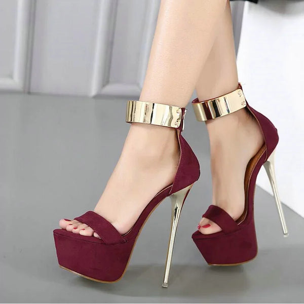 Zapatos Comemore de tacón alto con plataforma y punta abierta para mujer