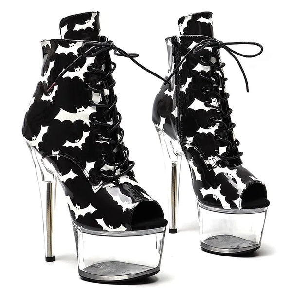 Botas modernas de tacón alto con plataforma para fiesta de 17 cm/7 pulgadas para mujer