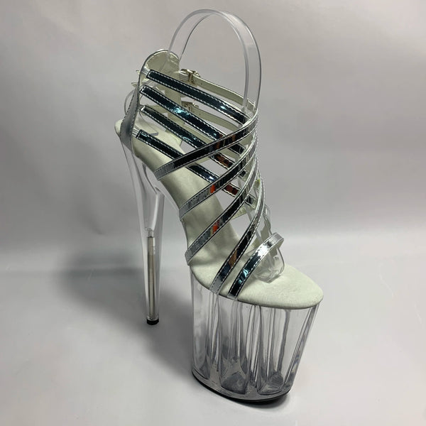 Sandalias de cristal transparente con tiras cruzadas de 20 cm para actuaciones en club.