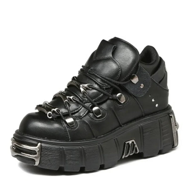 Punk Style Women Shoes Lace-up Heel Height Platform Shoes Woman Gothic Ankle Rock Boots