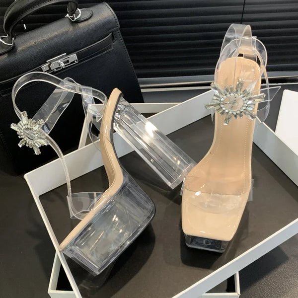 Fashion Chunky Crystal Platform Women Sandals