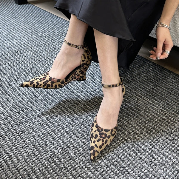 Spring Designer Pointed Toe Women Pumps Wedges High Heels