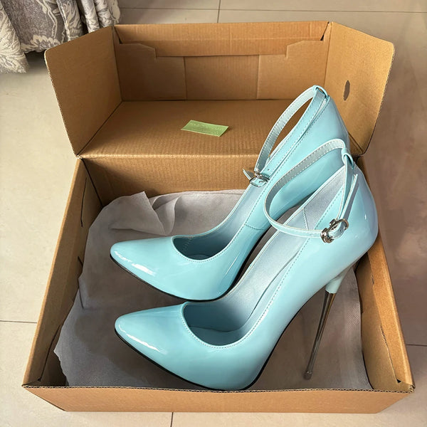 16cm Extreme Metal High Heels Stilettos Shiny Silver Sexy Women Pumps