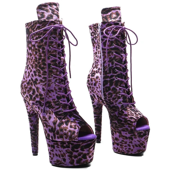 Botas modernas de tacón alto con plataforma para fiesta de 17 cm/7 pulgadas para mujer