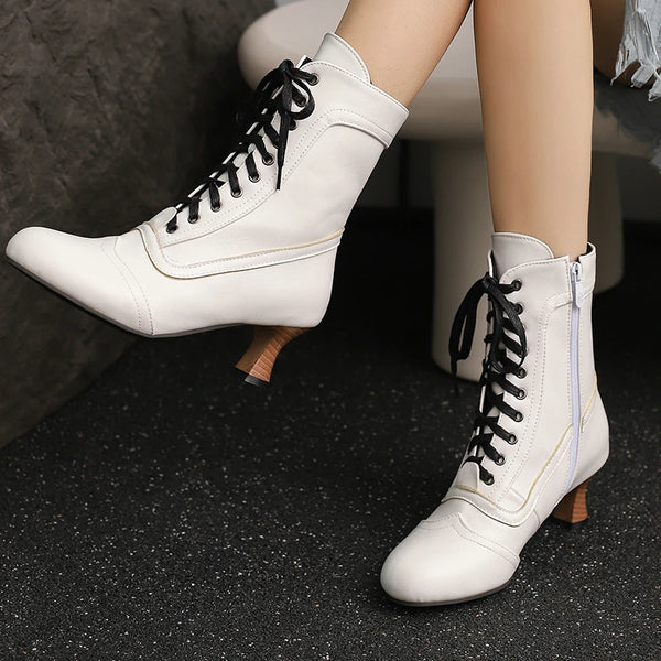 Autumn Fall Women Ankle Boots Round Toe Square Heel Ladies Short Boots