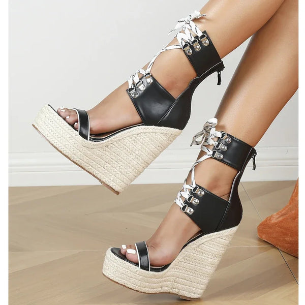 Summer Fashion Hollow Out Peep Toe Platform Women Wedges Sandals