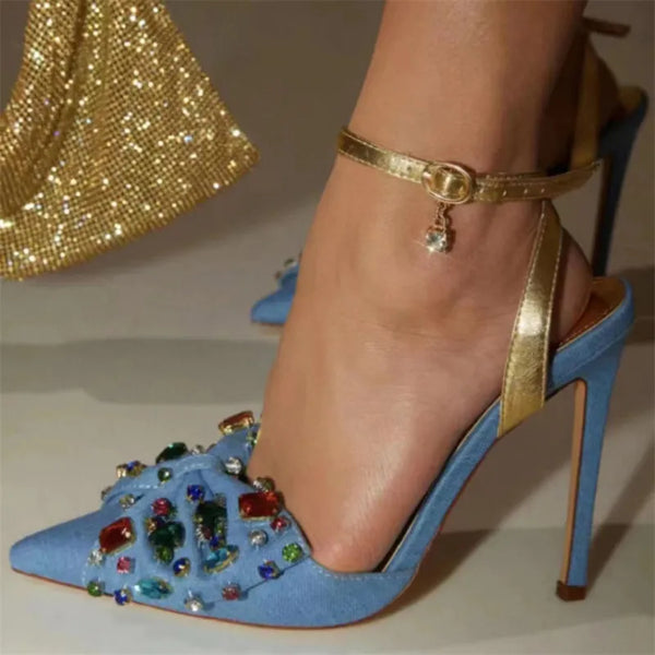 Sandalias de tacón con tiras cruzadas para mujer, de moda, de primavera y color