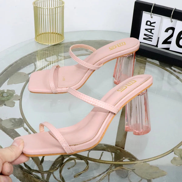 Nuevas sandalias gruesas sexys en forma de corazón con puntera abierta con pantuflas de 9 cm