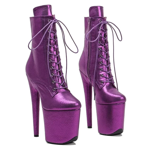 PU Upper 20CM/8Inches Fashion Women's Platform Party High Heels Modern Boots