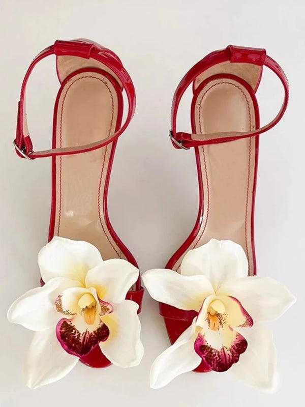 New Simulated Flower Shoes Exquisite High Heels