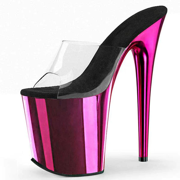 Pink Rose Red Platform Slippers 20cm Heels