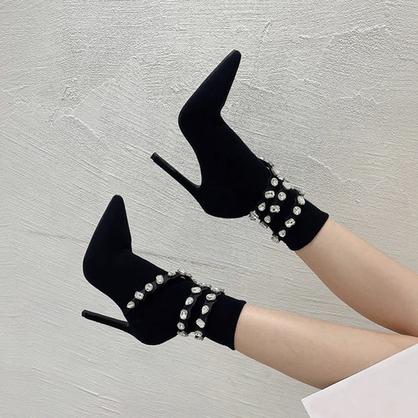 Fashion Crystal  Autumn Winter Women Shoes Ankle Sock Boots
