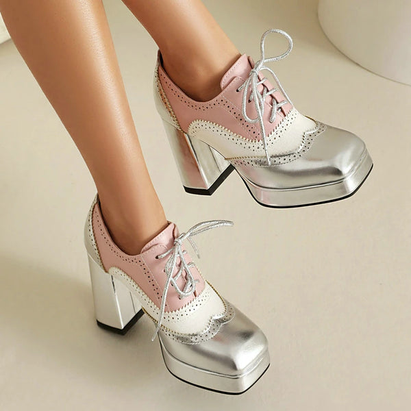 Autumn Women High Heel Shoes Platform Thick High Heel Ladies Pumps