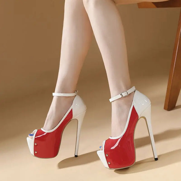 Design Platform Female Pumps Sexy Peep Toe Extreme High Heels Shoes