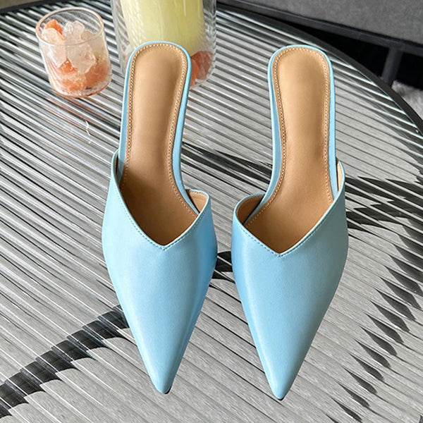 New Blue Woman Pumps Slipper Fashion Cozy Leather Sandal Shoes