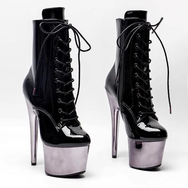 Botas modernas de tacón alto con plataforma para fiesta de 17 cm/7 pulgadas para mujer