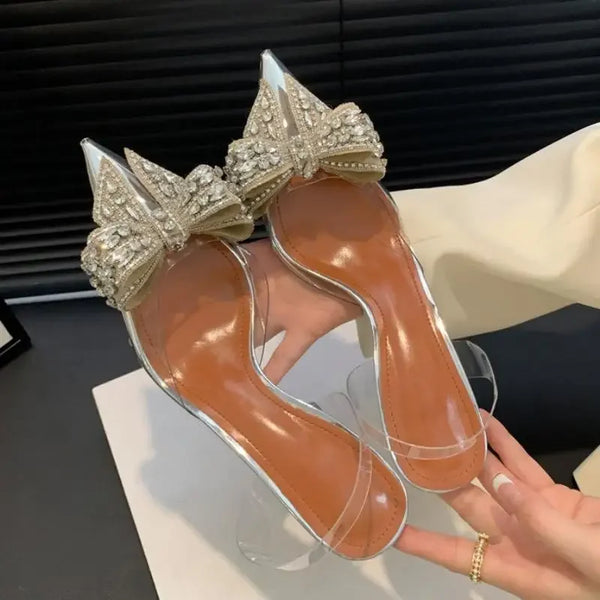 Spring Design Crystal PVC Transparent Woman Pumps Elegant Style Thin High Heels